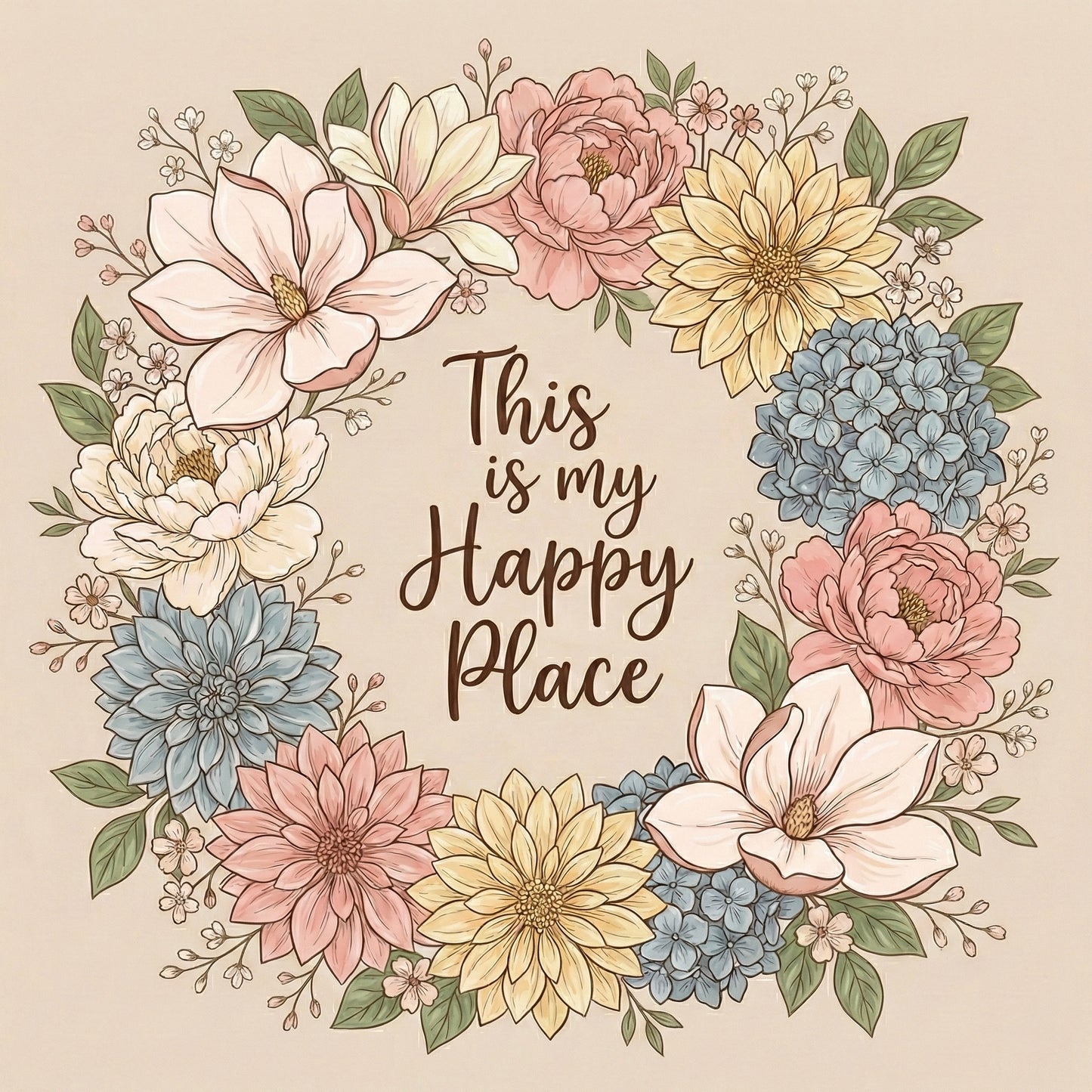 This is my Happy Place – Premium DIY Diamond Painting Kit (Square) – Art by Kara – 40x40cm