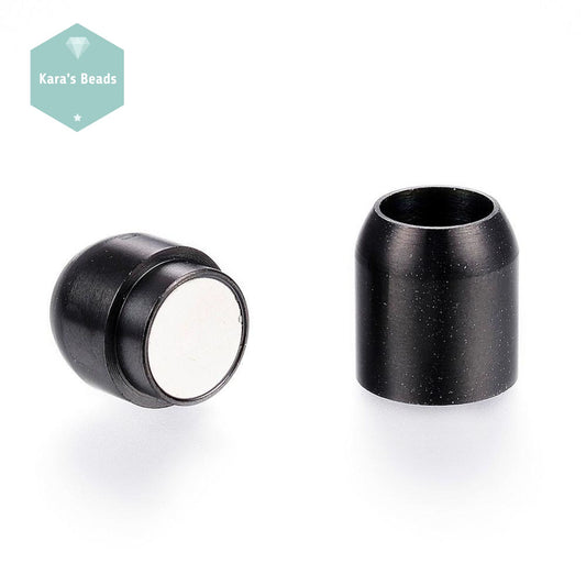 8mm Stainless Steel Magnetic Clasp Black Barrel 1 pc