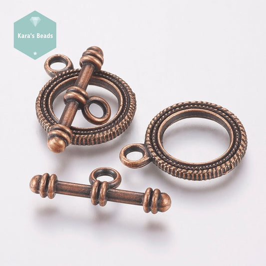 Vintage Look Toggle Clasp Red Copper 1 pc