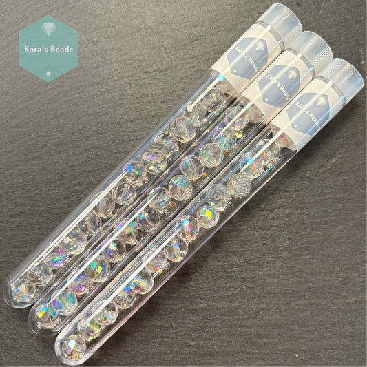 15pcs Tube 10mm Crystal AB Fire Polish Round Beads