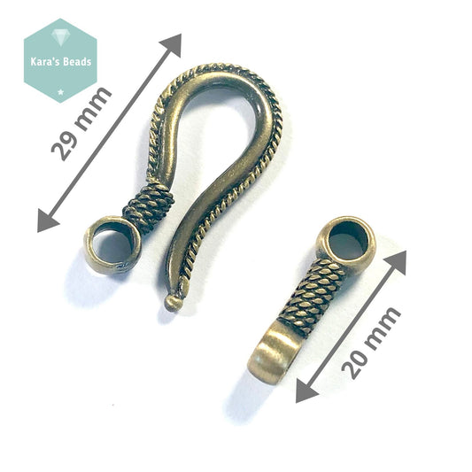 Chunky Bronze Hook & Eye Clasp 1 pc