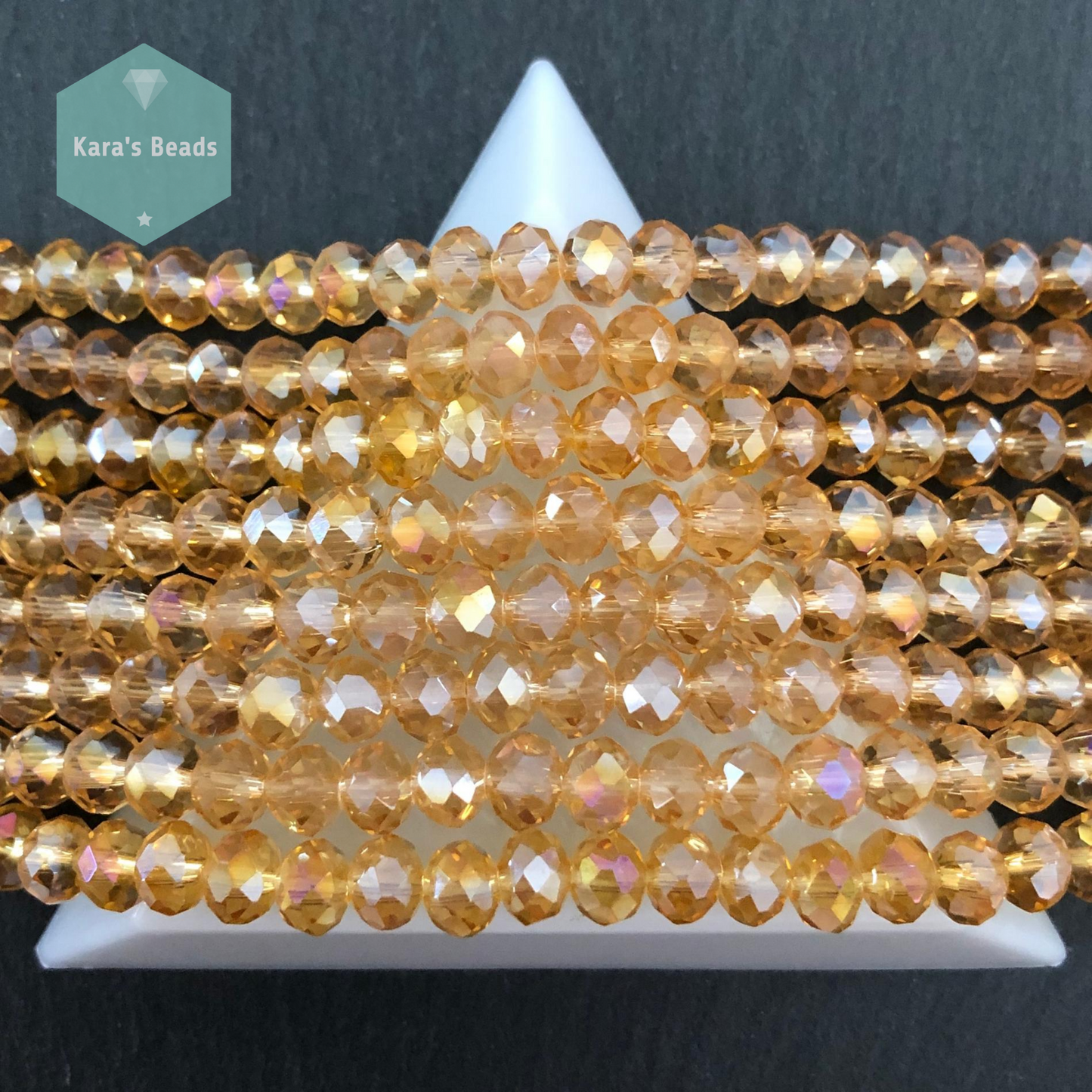 40 pcs String 4x6 mm Champagne AB Rondelle Beads