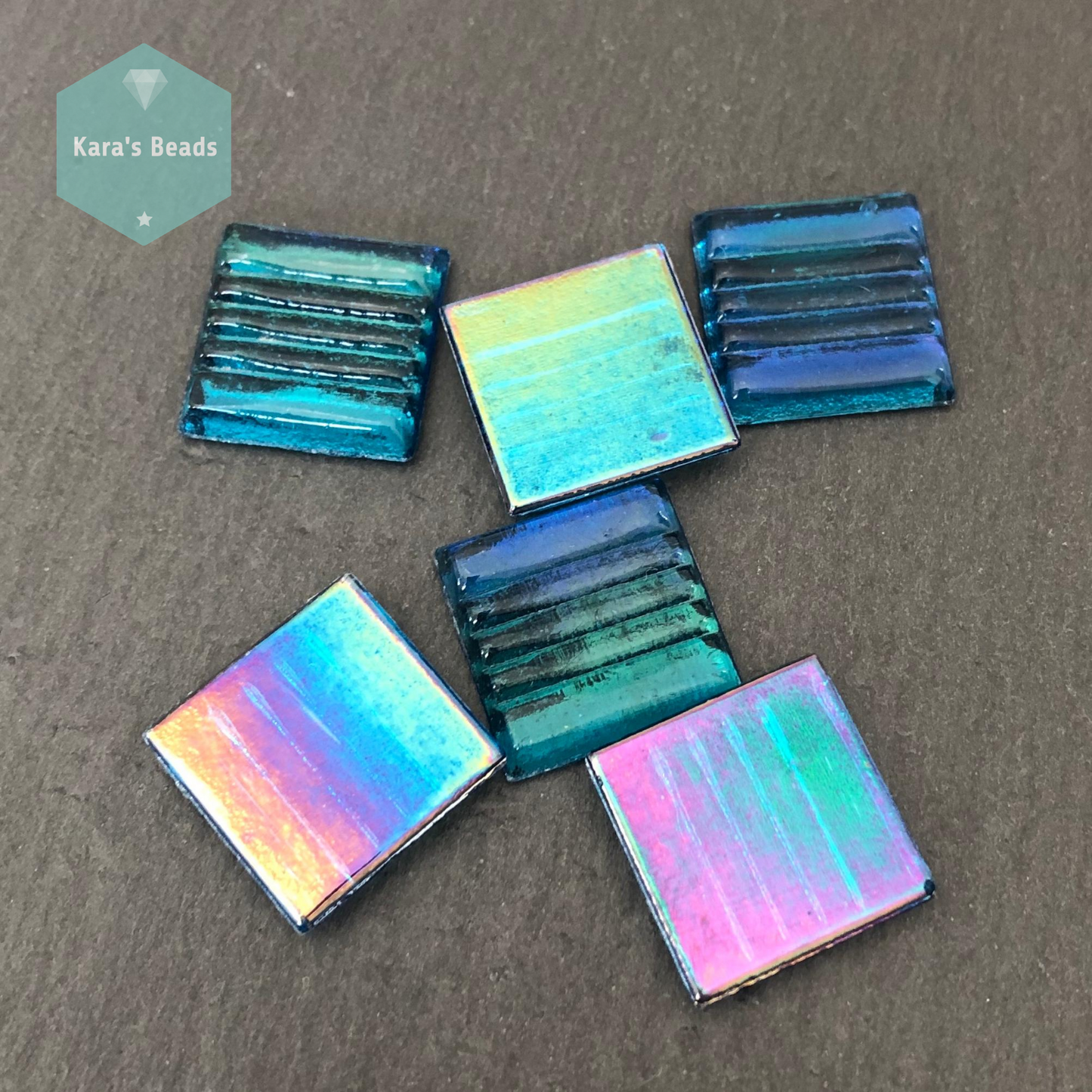 20x20 mm Tile Iridescent Denim Blue 1 pc