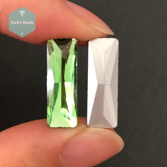21x7 mm Princess Cut Chinese Glass Baguette Peridot 1 pc