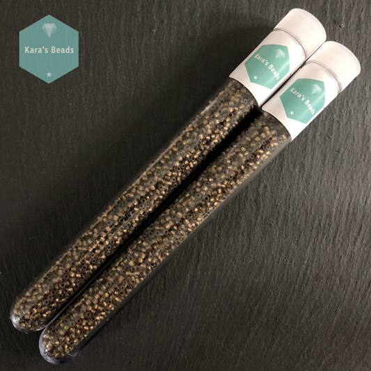 25g Tube 11/0 Toho TR11-999F Gold Lined Frosted Black Diamond