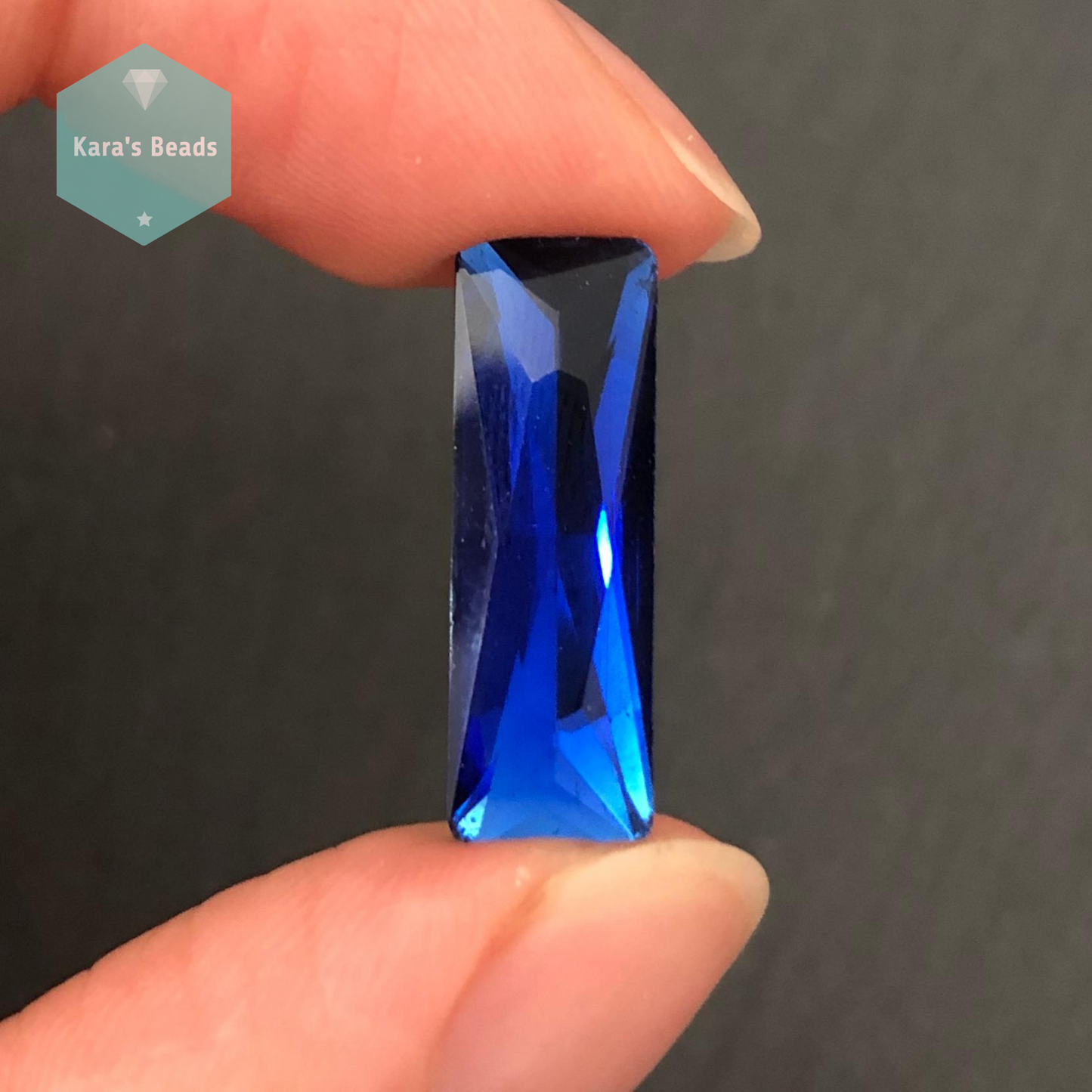 21x7 mm Princess Cut Chinese Glass Baguette Sapphire 1 pc