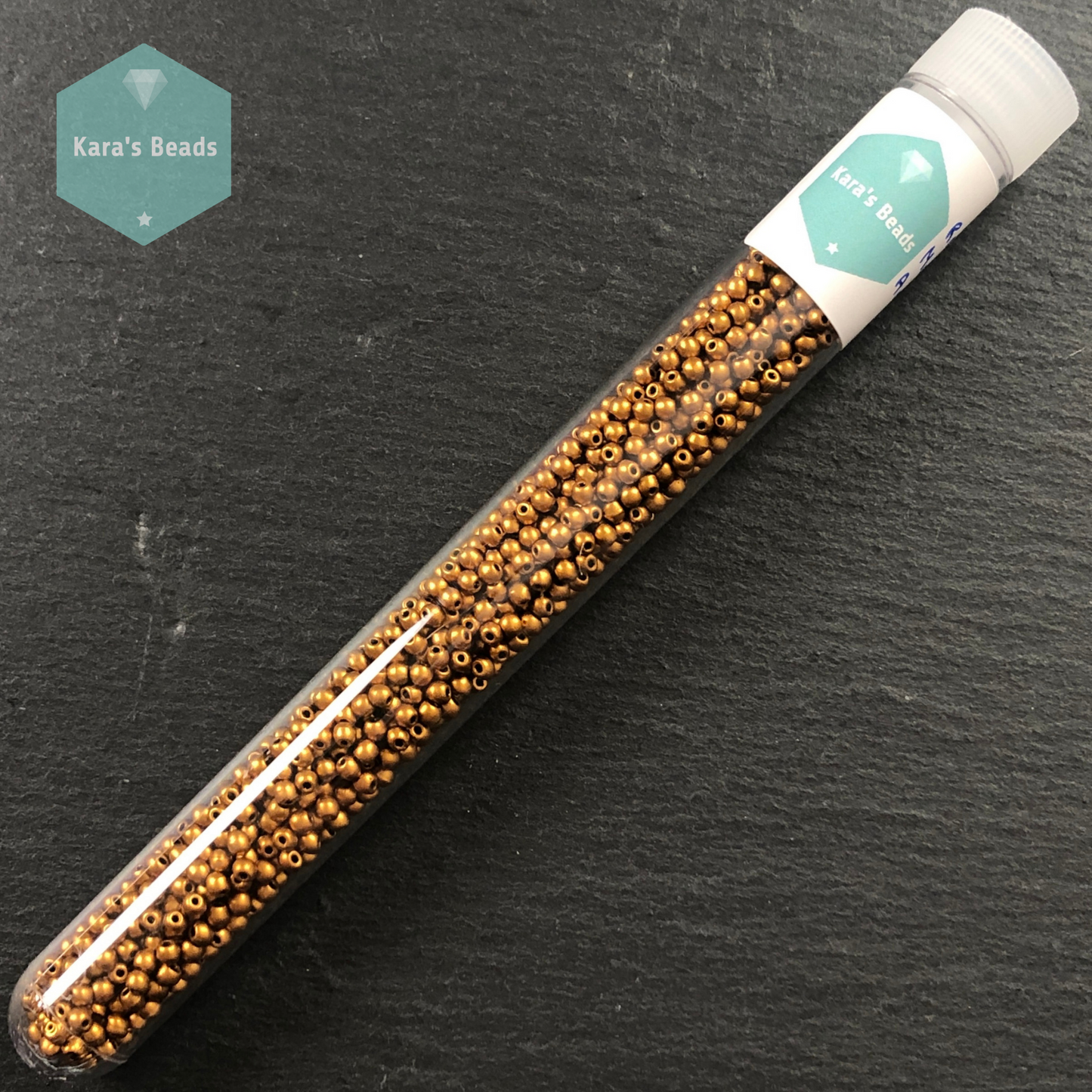 1200pcs Tube 2mm Matte Metallic Antique Gold Druk Round Beads