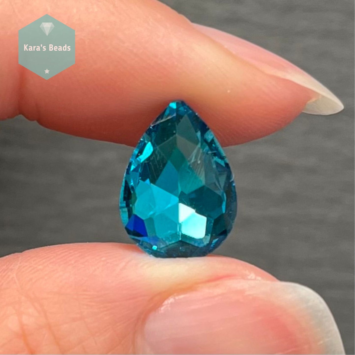 10x14 mm Drop Glass Cabochon Aquamarine 1 pc