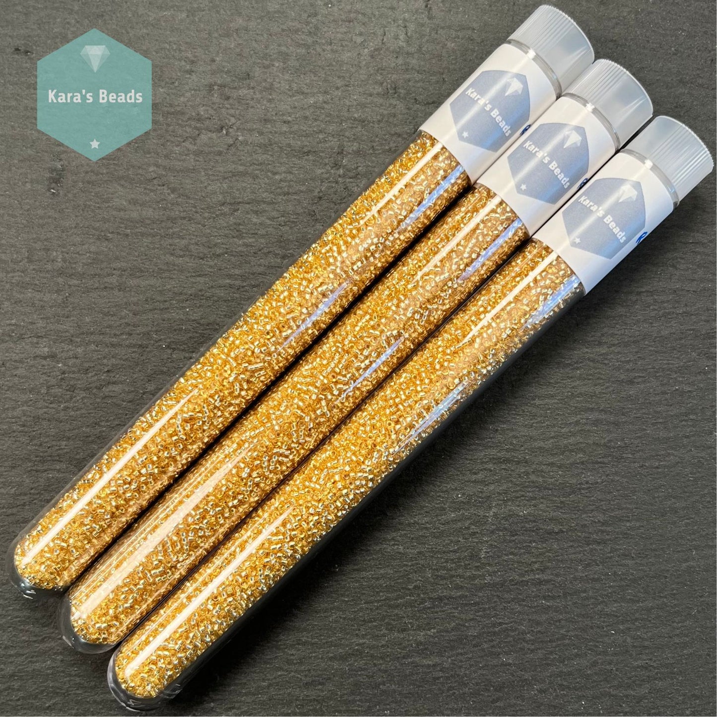 25g Tube 15/0 Miyuki Seed Beads RR15-003 Silver Lined Gold
