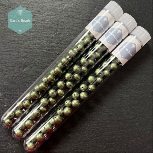 25pcs Tube 8mm Sueded Gold Fern Druk Round Beads