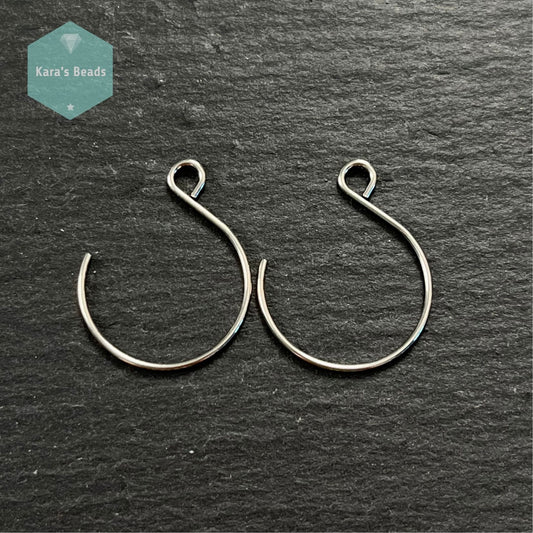 Stainless Steel Round Earring Hooks 1 pair