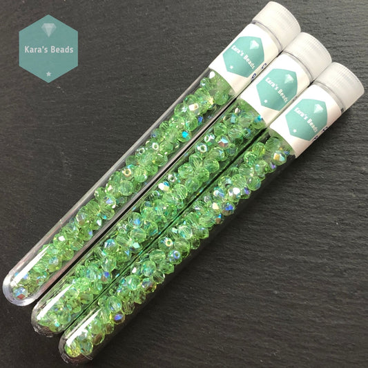 90pcs Tube 6mm Fire Polish Peridot AB