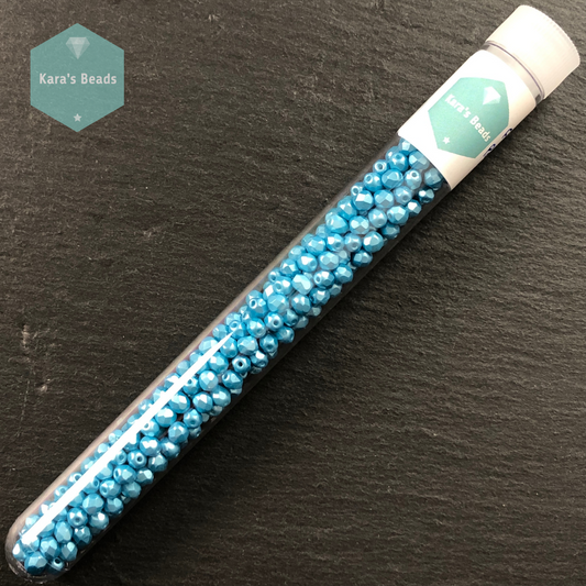 300pcs Tube 4mm Pastel Aqua Fire Polish Round Beads