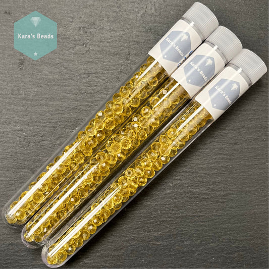 100pcs Tube 4x6 mm Transparent Gold Rondelle Beads