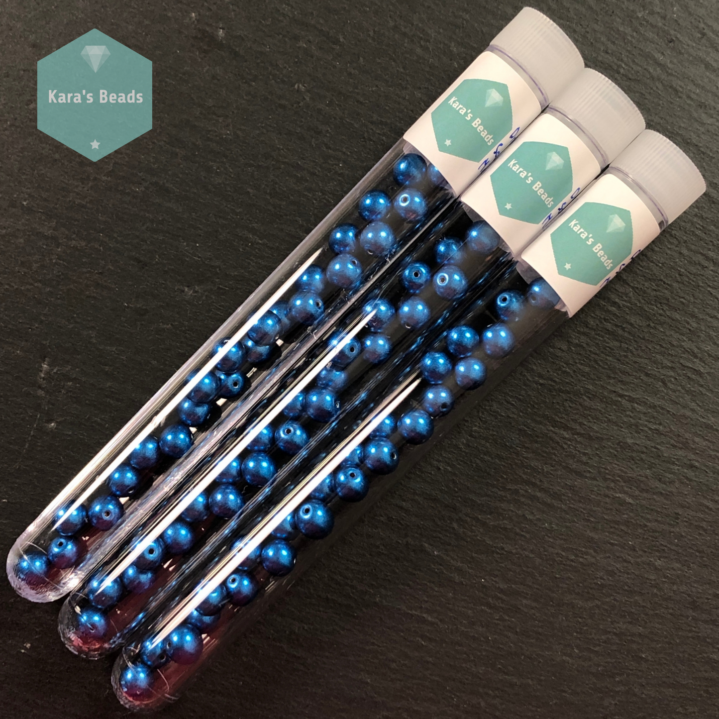 25pcs Tube 8mm Saturated Metallic Marina Druk Round Beads