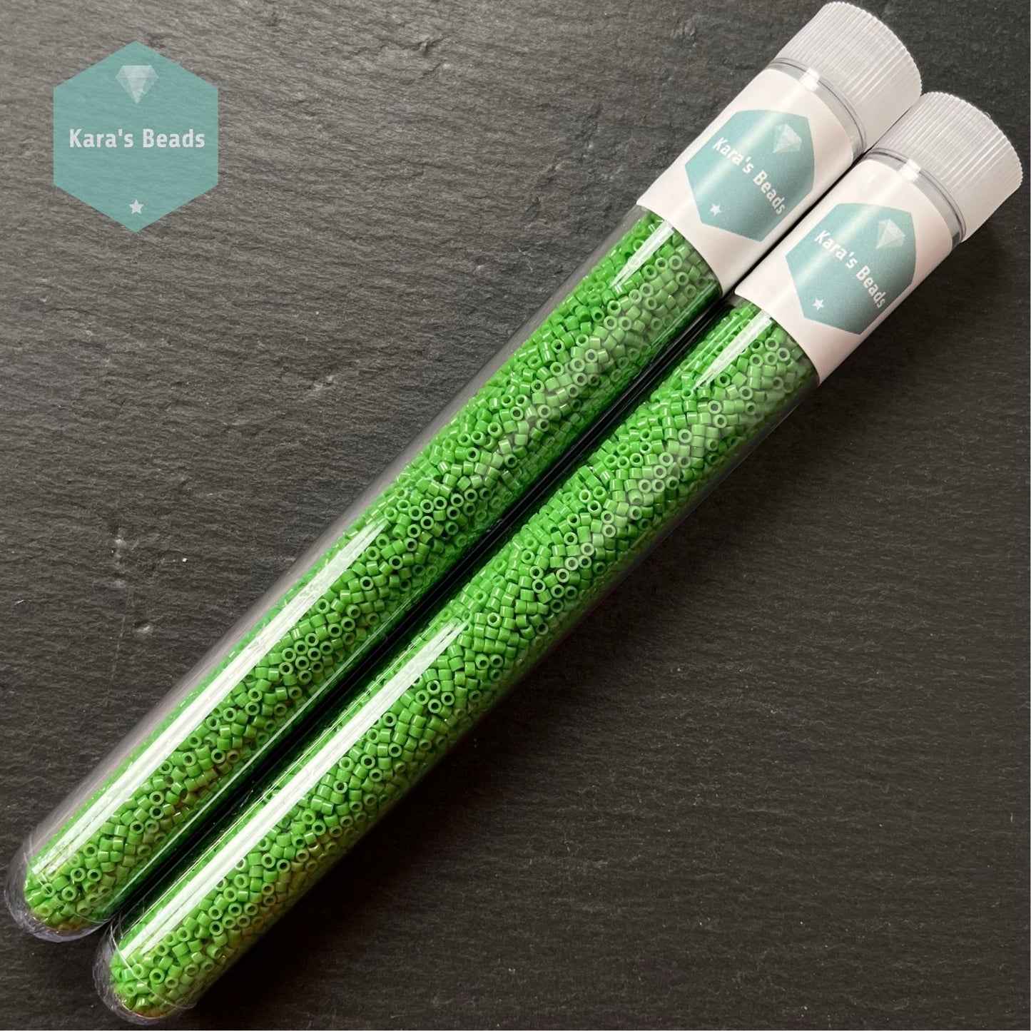 22g Tube 11/0 Miyuki Delica DB724 Opaque Pea Green