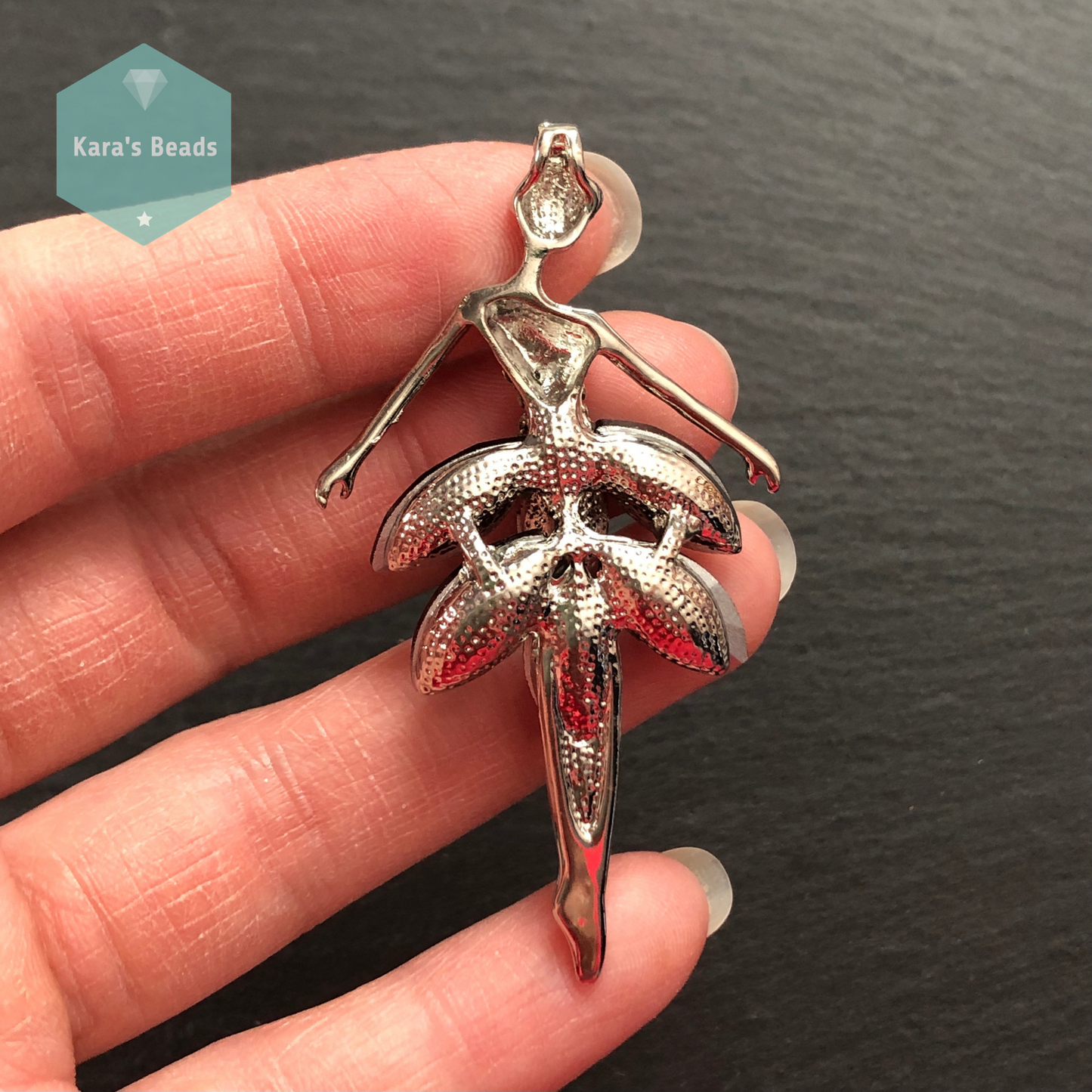 Ballerina Pendant Silver with Bordo Crystals 1 pc