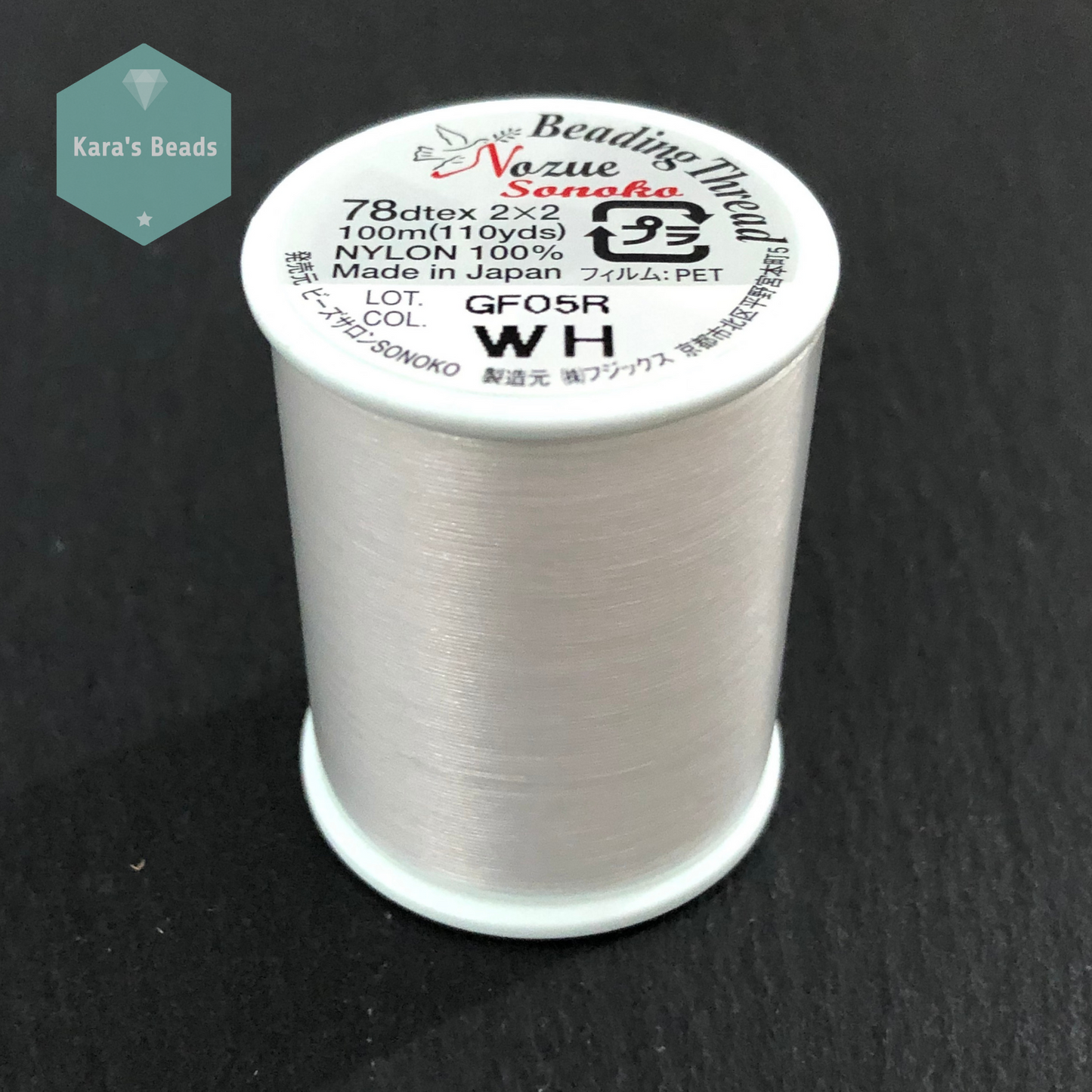 Nozue Sonoko Beading Thread 100 m - White