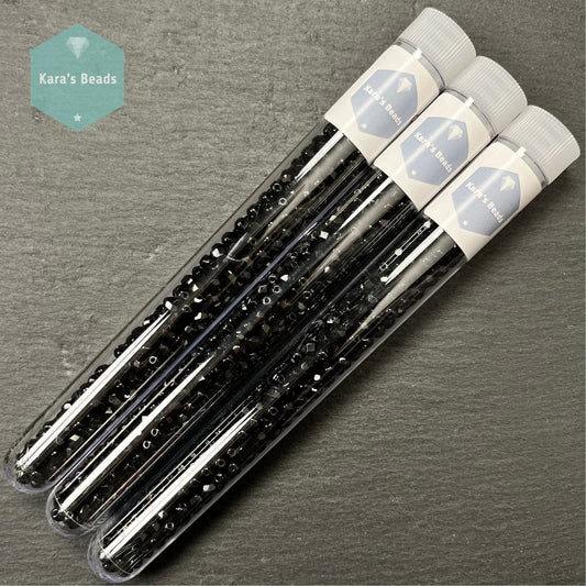 300pcs Tube 4mm Fire Polish 23980 Jet Black