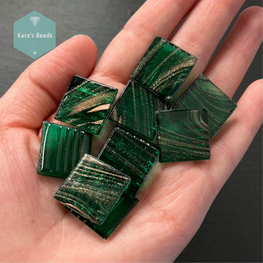 20x20 mm Tile Gold Brushed Olivine 1 pc