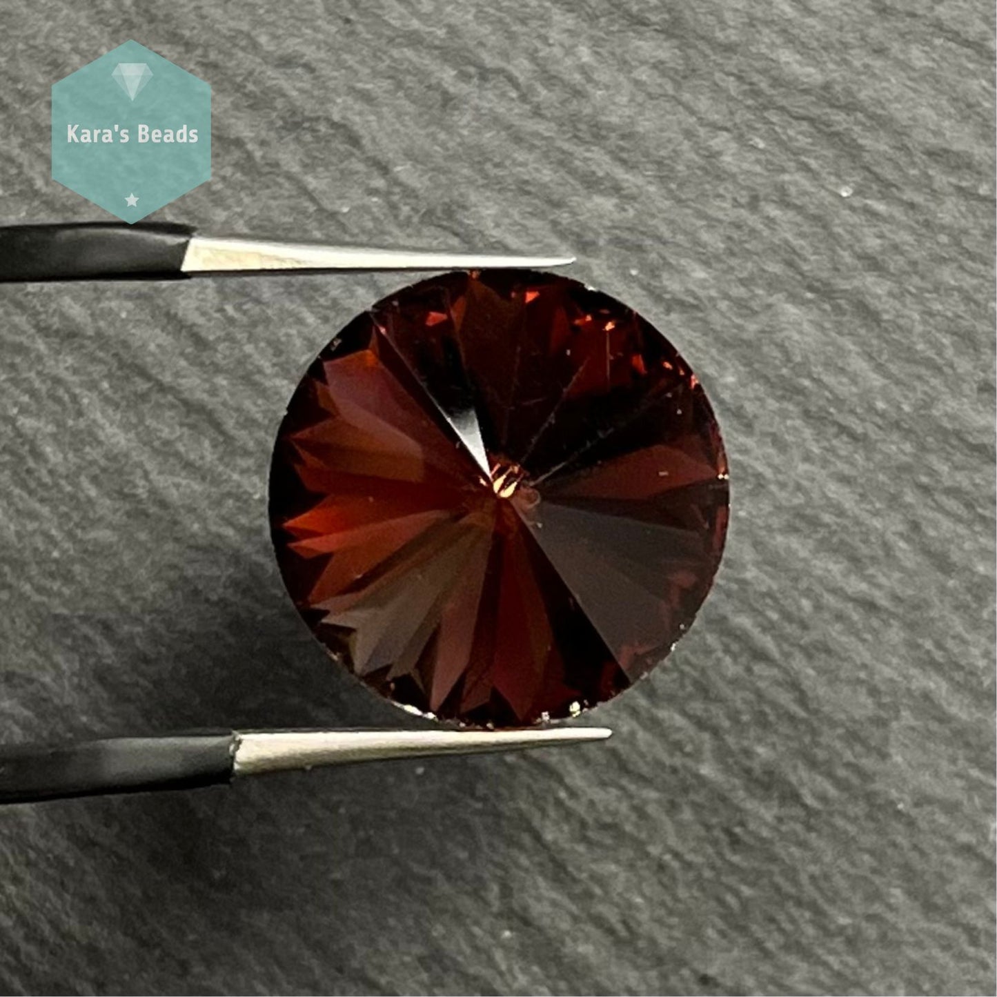 14mm Rivoli Burgundy 1 pc