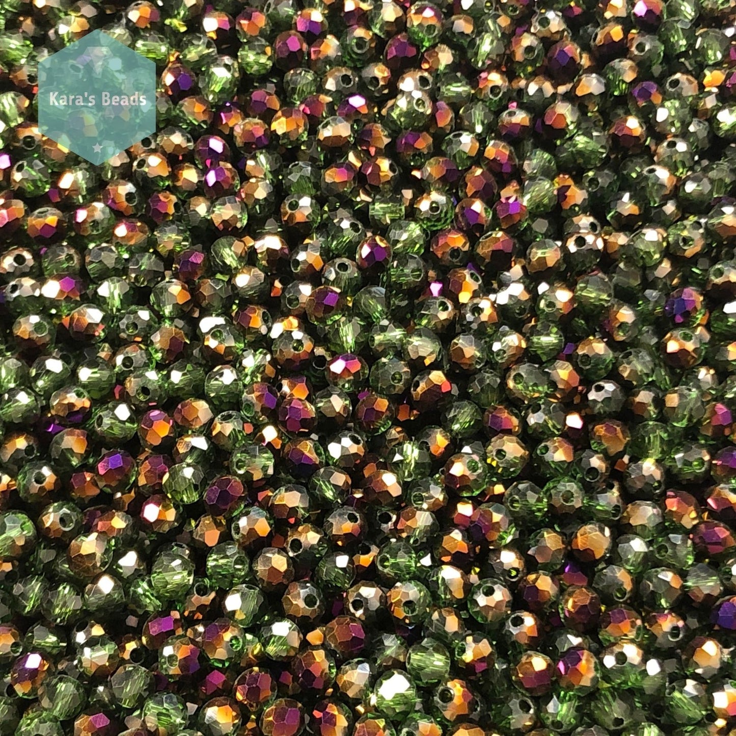 300pcs Tube 3x4mm Gold Purple Green Rondelle Beads