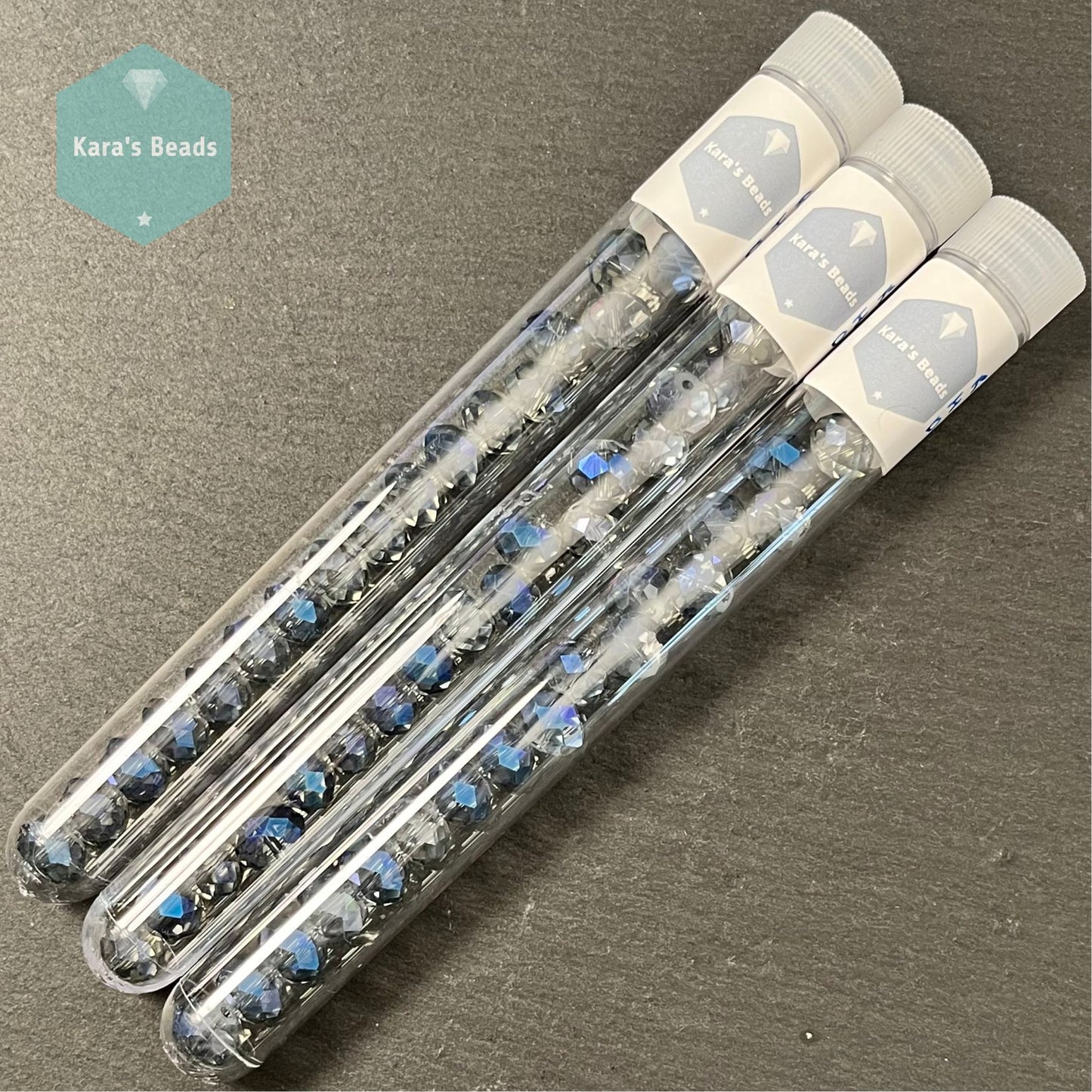 19pcs Tube 8x10 mm Rondelle Beads Half Coat Denim Blue