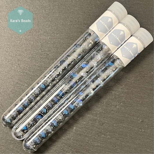 19pcs Tube 8x10 mm Rondelle Beads Half Coat Denim Blue