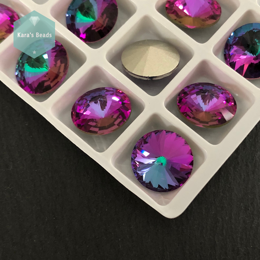 14mm Rivoli Emerald Purple Rainbow 1 pc