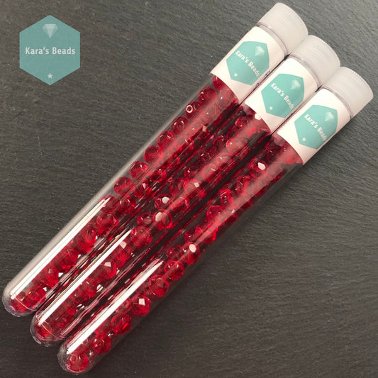 30pcs Tube 8mm Siam Ruby Fire Polish Round Beads