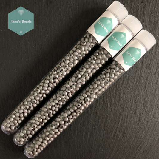340 pcs Tube 3x4 mm Metallic Grey Rondelle Beads