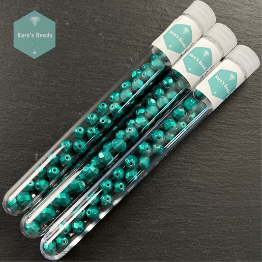 28pcs Tube 8mm Saturated Metallic Arcadia Fire Polish Round Beads