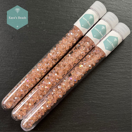 120pcs Tube 4x6 mm Transparent Rosaline AB Rondelle Beads