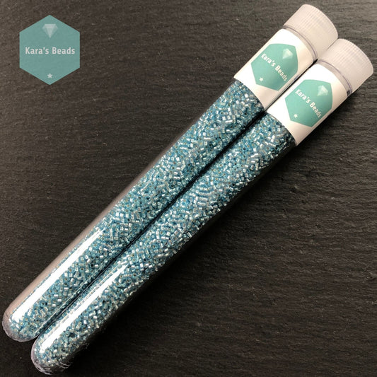 22g Tube 11/0 Miyuki Delica DB044 Silver Lined Aqua