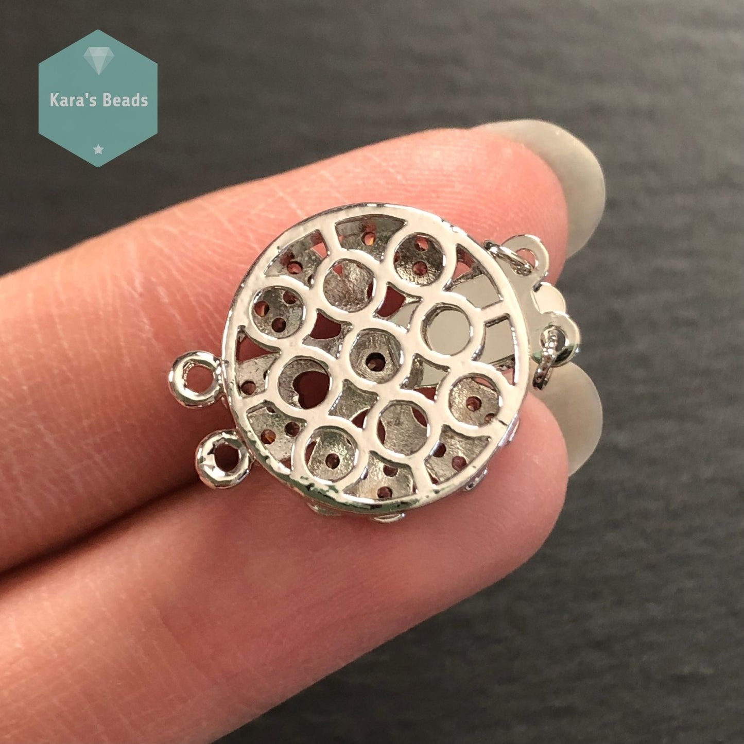 2 Strand Flower Box Clasp Silver 1 pc