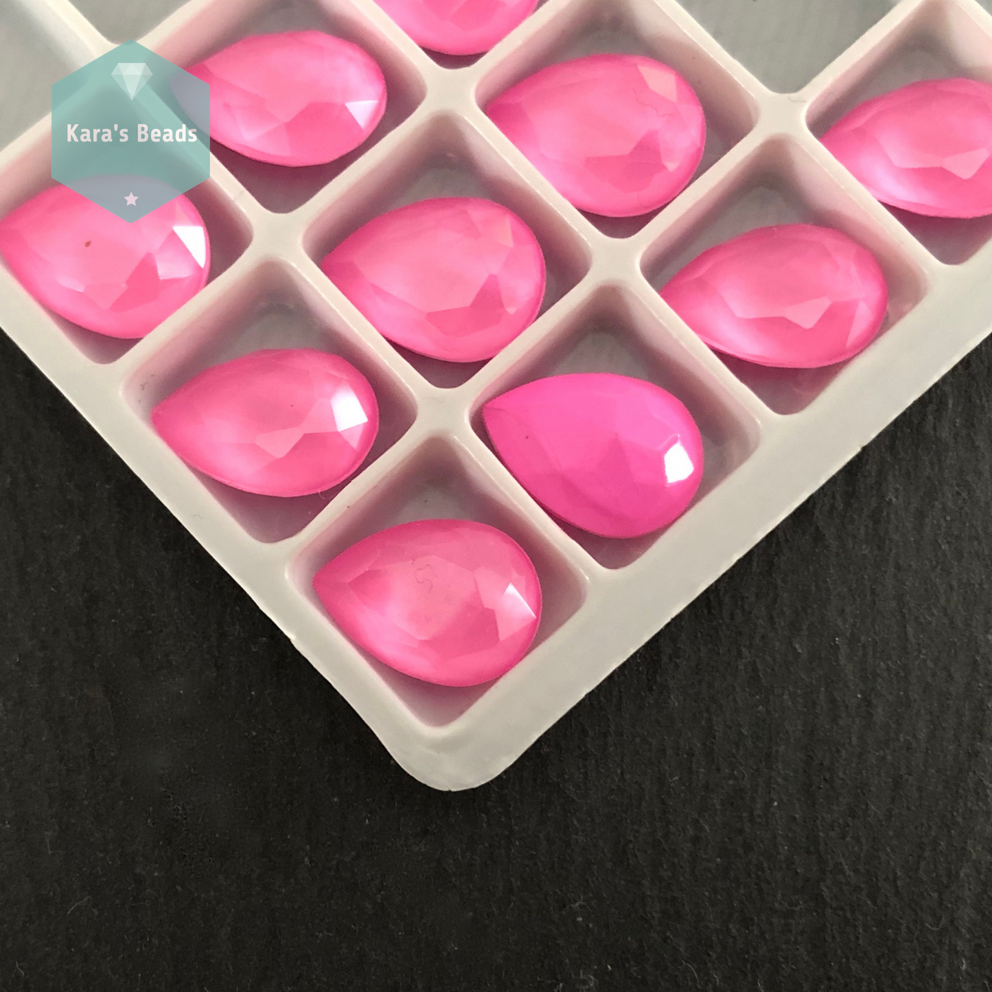 10x14 mm Drop Glass Cabochon Light Pink 1 pc