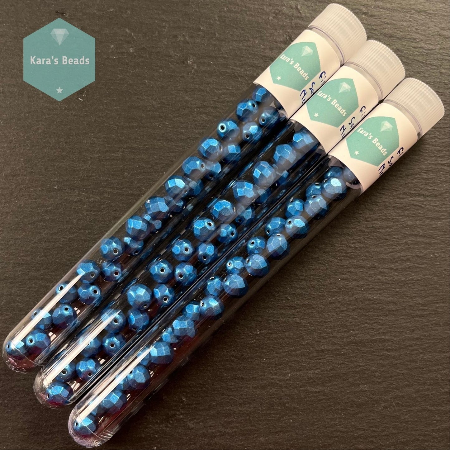 28pcs Tube 8mm Saturated Metallic Marina Fire Polish Round Beads