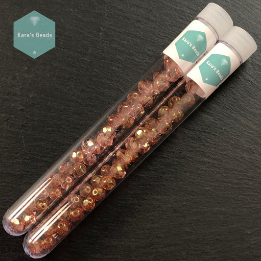 30pcs Tube 8mm Luster Pink Fire Polish Round Beads