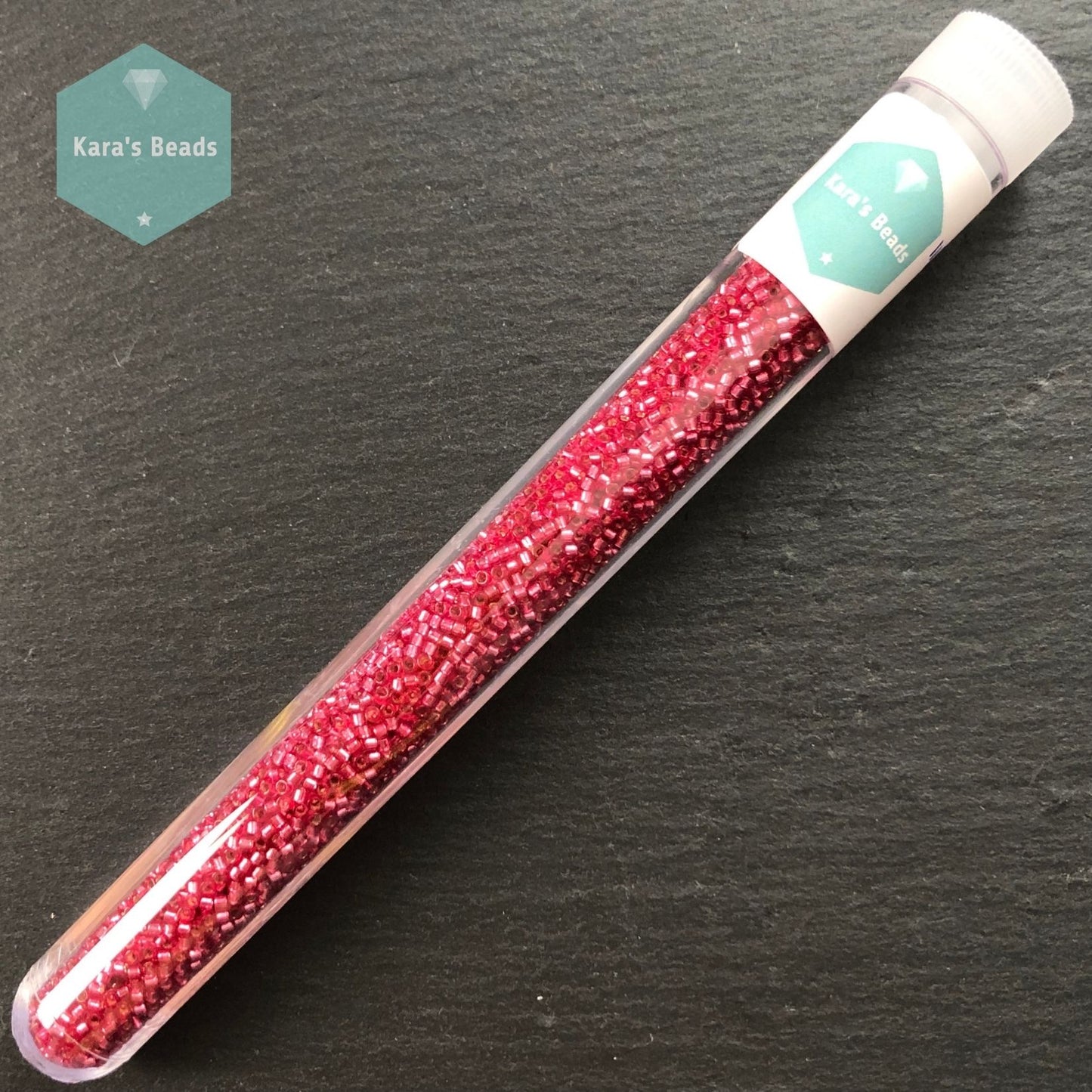 22g Tube 11/0 Miyuki Delica DB1341 Silver Lined Medium Rose