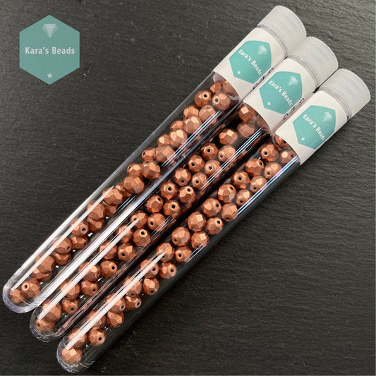 30pcs Tube 8mm Matte Metallic Copper Fire Polish Round Beads