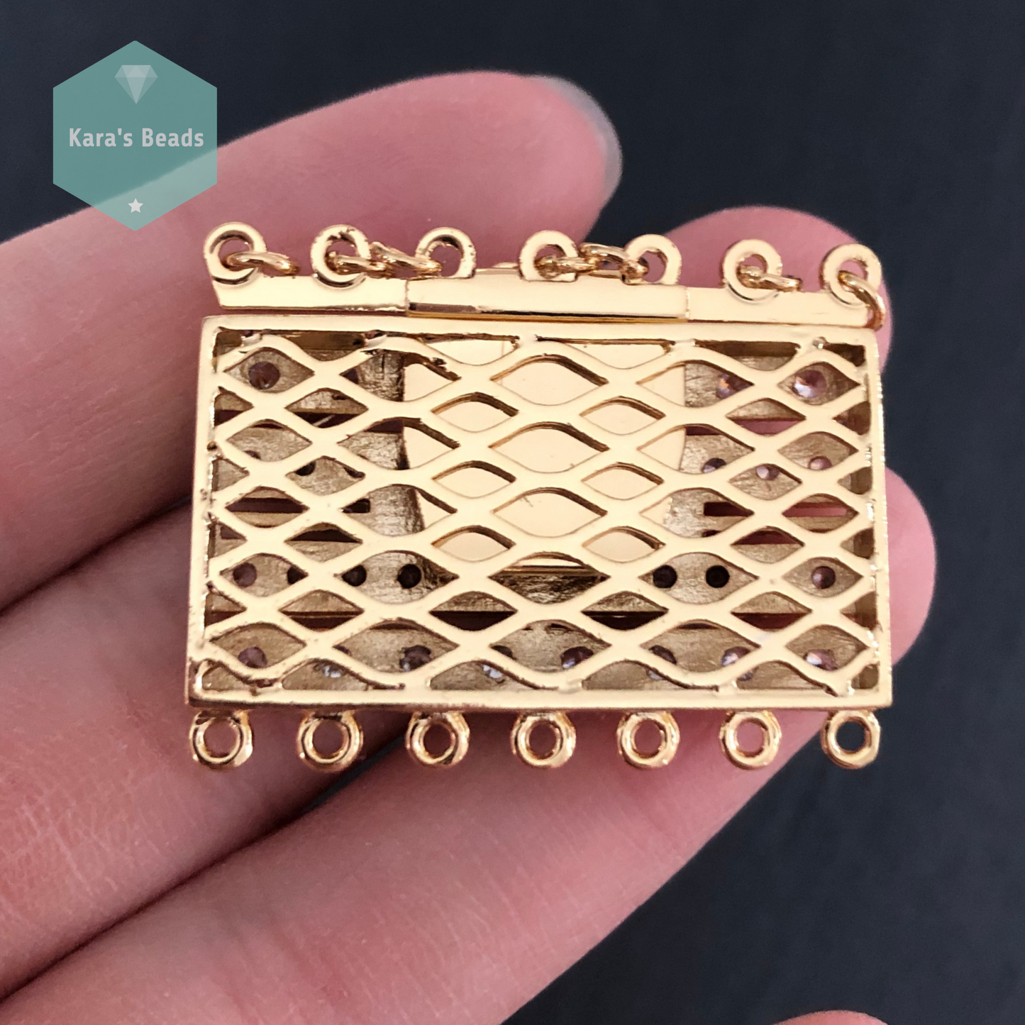 7 Strand Art Deco Box Clasp Gold 1 pc