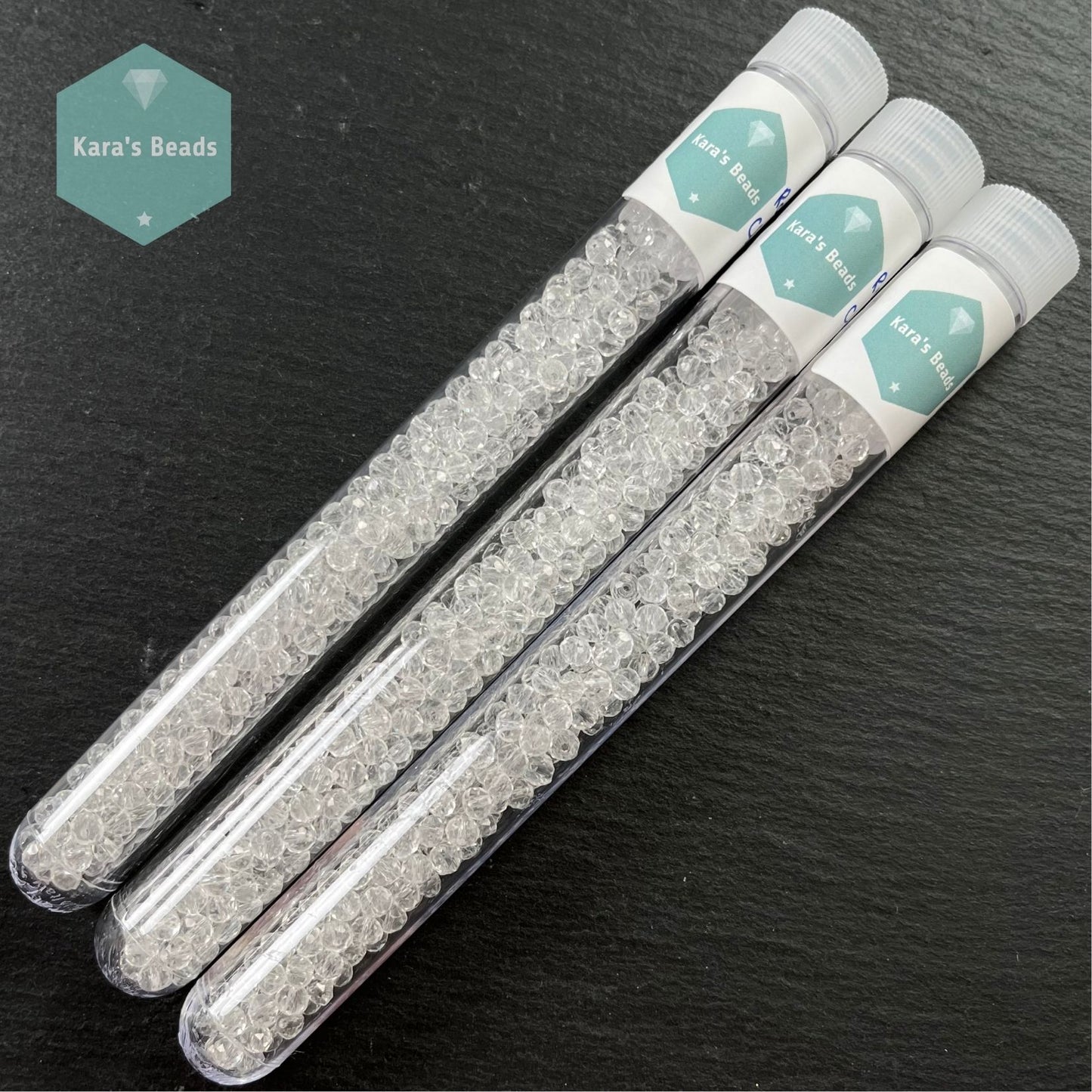 300pcs Tube 3x4mm Clear Crystal Rondelle Beads