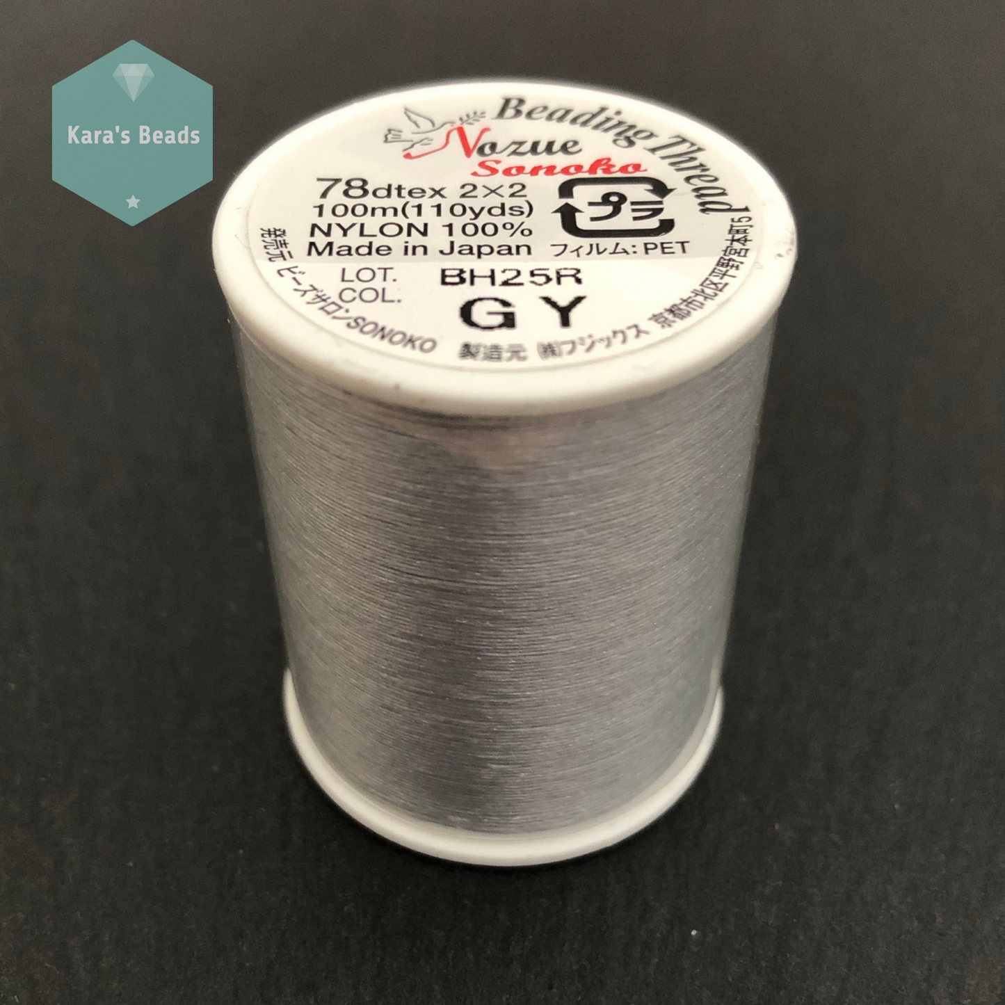 Nozue Sonoko Beading Thread 100 m - Grey