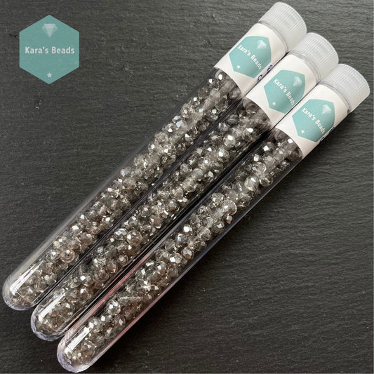 120pcs Tube 4x6 mm Grey Luster Rondelle Beads