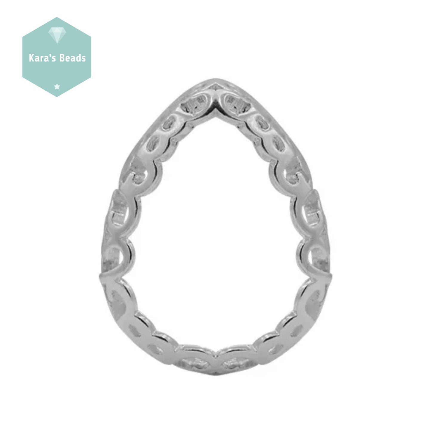 10x14 mm Drop Cabochon Setting Silver 1 pc