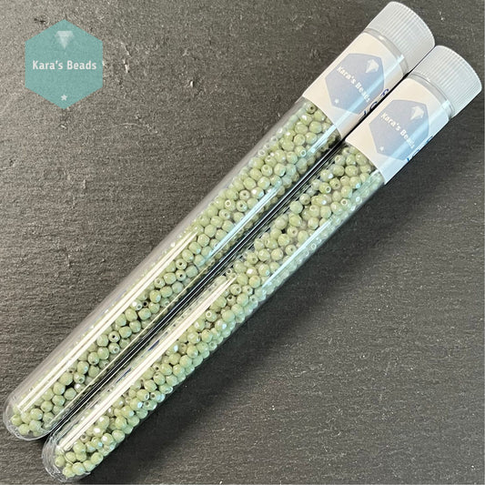 700pcs Tube 3mm Fire Polish Round Beads Chalk White Teal Luster