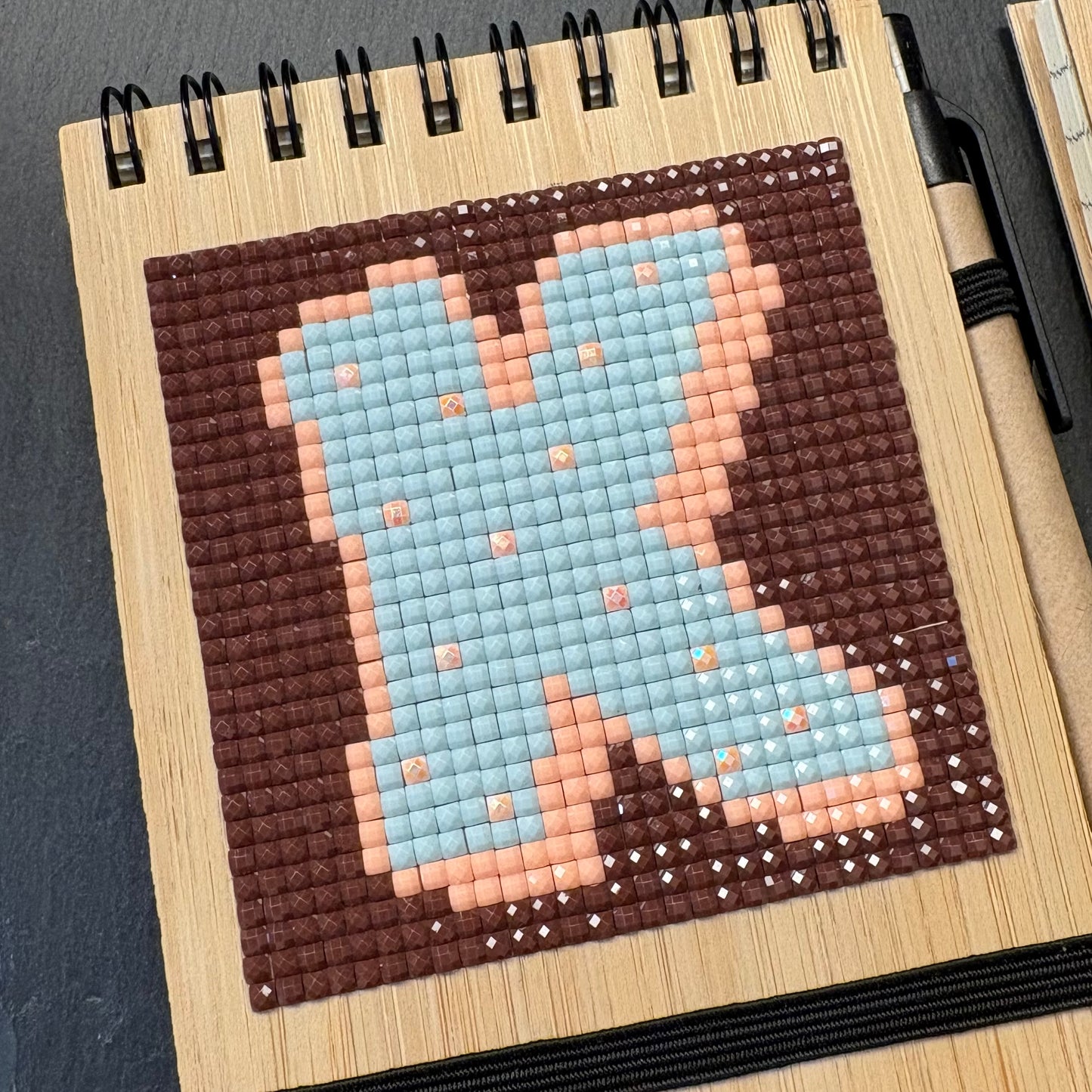 DIY Monogram Notepad with Pen | Leftover diamond painting drill project