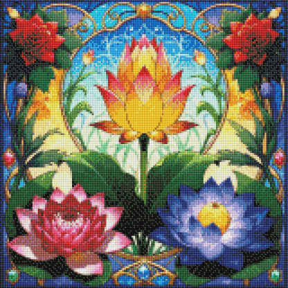 Radiant Blossoms – Premium DIY Diamond Painting Kit (Square) – Royalty-Free Art – 40x40cm