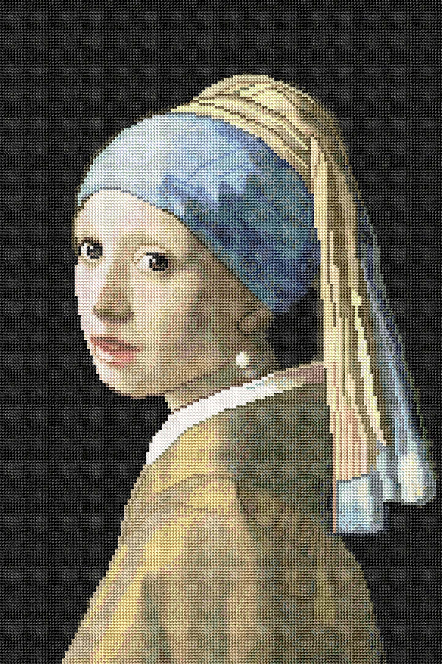 Girl with a Pearl Earring – Premium DIY Diamond Painting Kit (Round) – Public Domain Art by Johannes Vermeer – 40x60cm