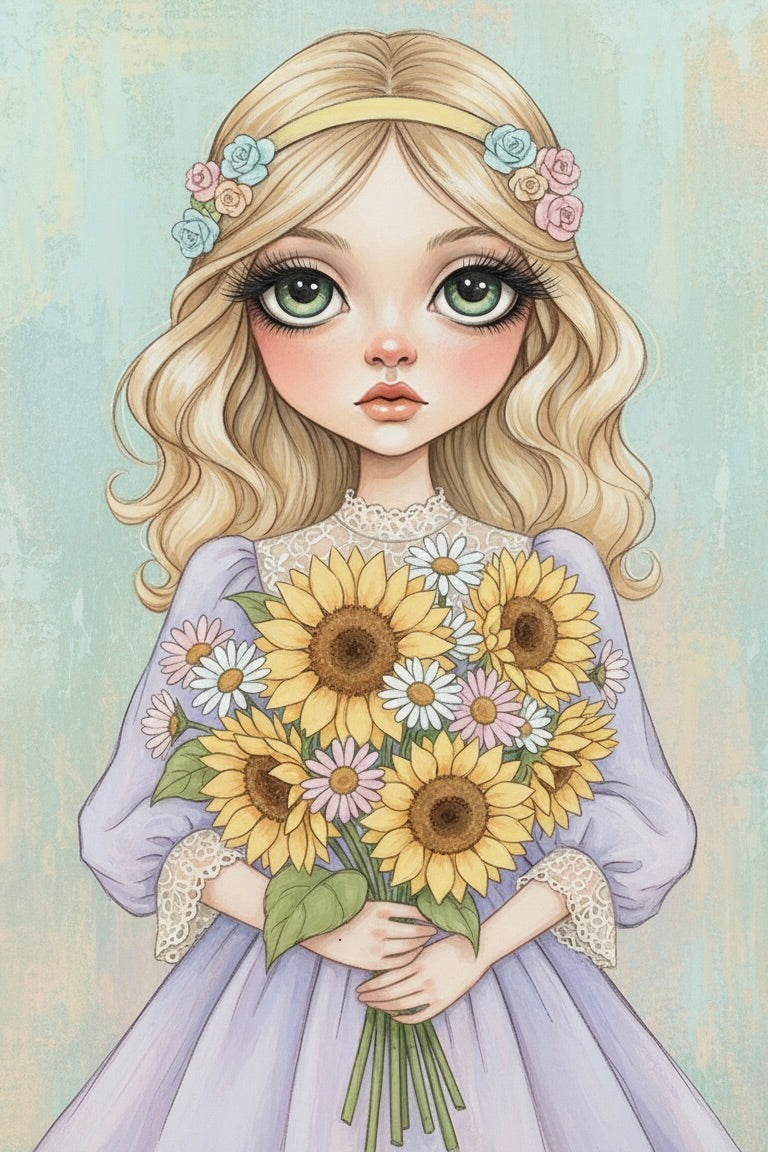 Bouquet of Sunflowers – Premium DIY Diamond Painting Kit (Square) – Art by Kara – A2